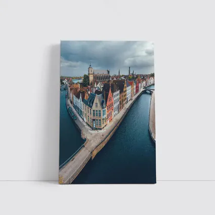 Bruges Belgium Canal Medieval City Aerial View