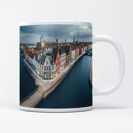 Bruges Belgium Canal Medieval City Aerial View