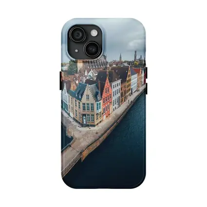 Bruges Belgium Canal Medieval City Aerial View