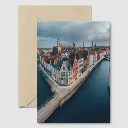Bruges Belgium Canal Medieval City Aerial View