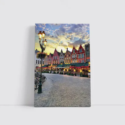 Bruges Market Square Belgium Sunset Glow