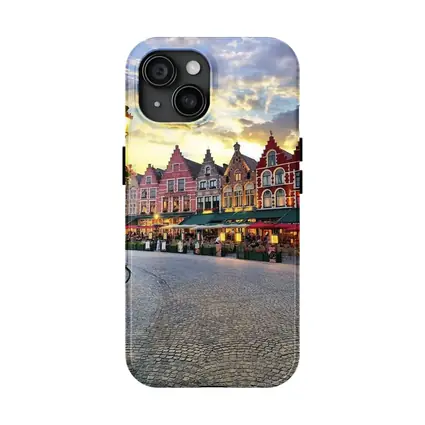 Bruges Market Square Belgium Sunset Glow