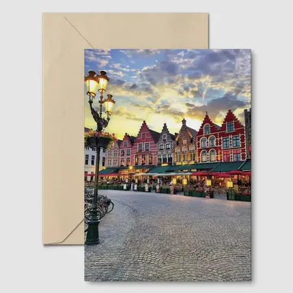 Bruges Market Square Belgium Sunset Glow