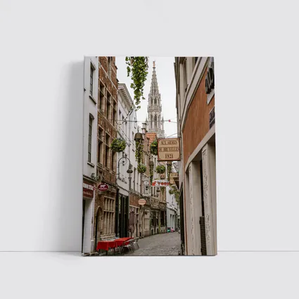 Brussels Old Town Narrow Cobblestone Street Scene