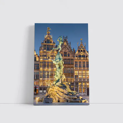 Brabo Fountain Antwerp Grand Place Night