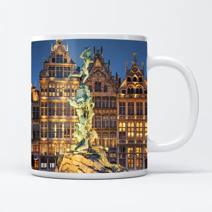 Brabo Fountain Antwerp Grand Place Night
