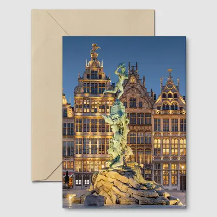 Brabo Fountain Antwerp Grand Place Night