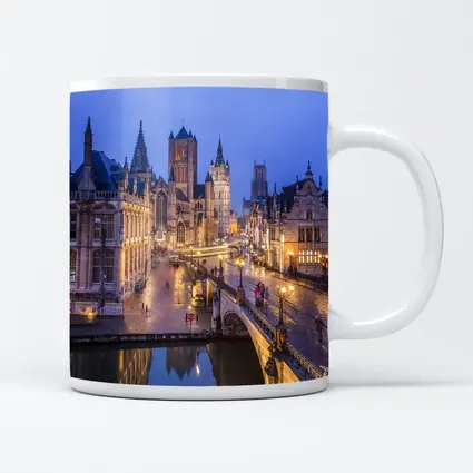 Ghent Belgium Canal Bridge Blue Dusk