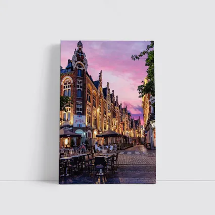 Belgium Old Town Square At Pink Sunset