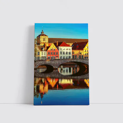 Bruges Canal Bridge Medieval Buildings Reflection
