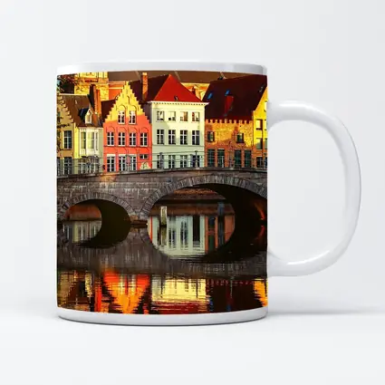 Bruges Canal Bridge Medieval Buildings Reflection