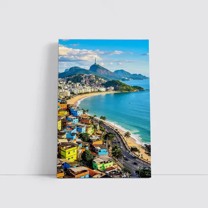 Rio de Janeiro Coastline Colorful Favela Aerial View