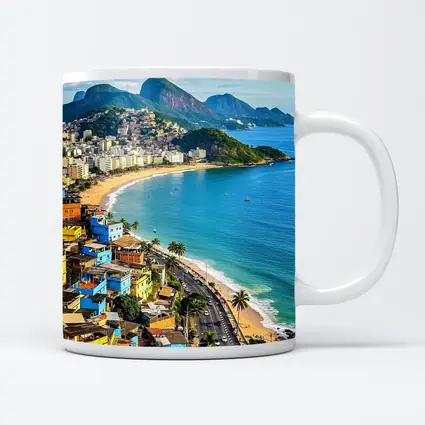 Rio de Janeiro Coastline Colorful Favela Aerial View