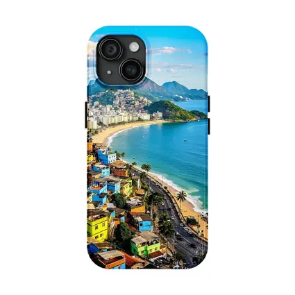 Rio de Janeiro Coastline Colorful Favela Aerial View
