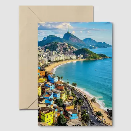 Rio de Janeiro Coastline Colorful Favela Aerial View