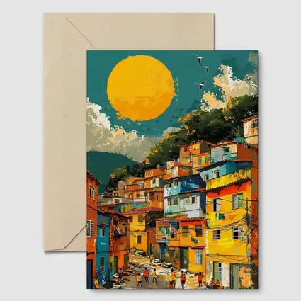 Rio Favela Hillside Community Bold Sun