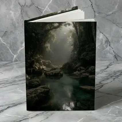 Misty Jungle River Through Ancient Forest