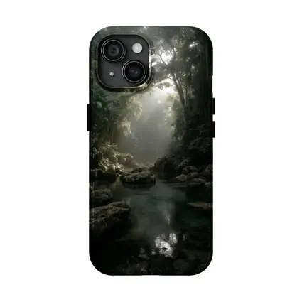 Misty Jungle River Through Ancient Forest