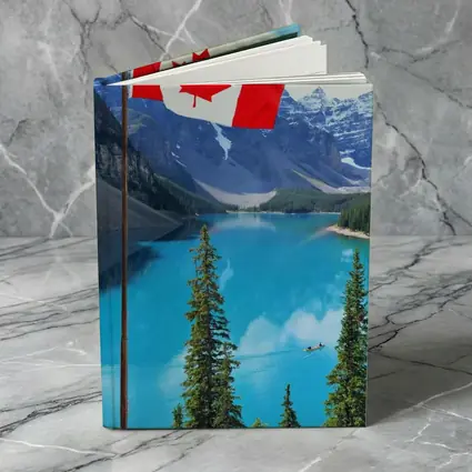 Canadian Flag Over Blue Mountain Lake