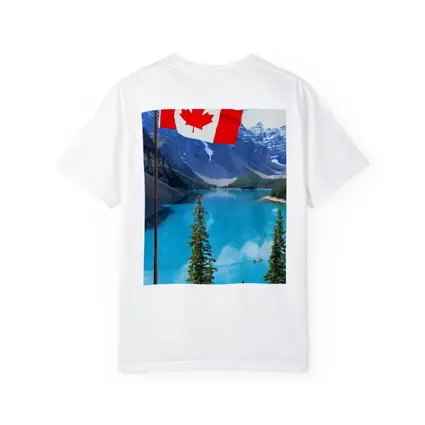 Canadian Flag Over Blue Mountain Lake