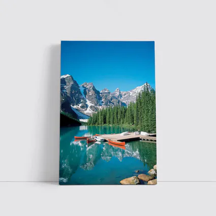 Moraine Lake Canoes Rocky Mountains Canada