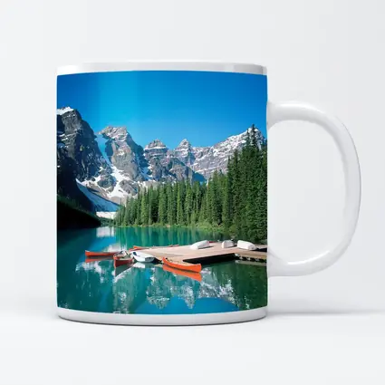 Moraine Lake Canoes Rocky Mountains Canada