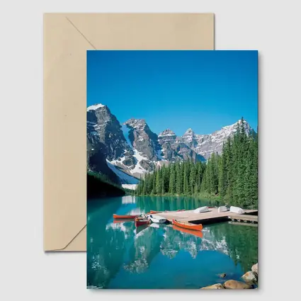 Moraine Lake Canoes Rocky Mountains Canada