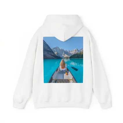 Woman Canoeing Turquoise Mountain Lake Canada