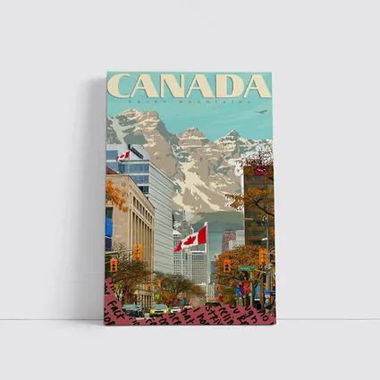 Canada Rocky Mountains Vintage Travel City Street