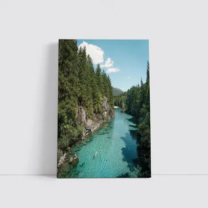 Turquoise River Swimming Forest Mountains Summer