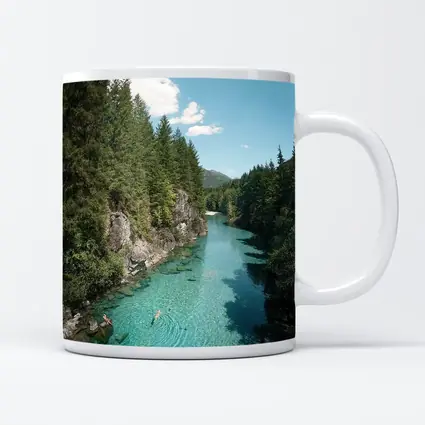 Turquoise River Swimming Forest Mountains Summer