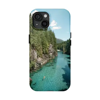 Turquoise River Swimming Forest Mountains Summer