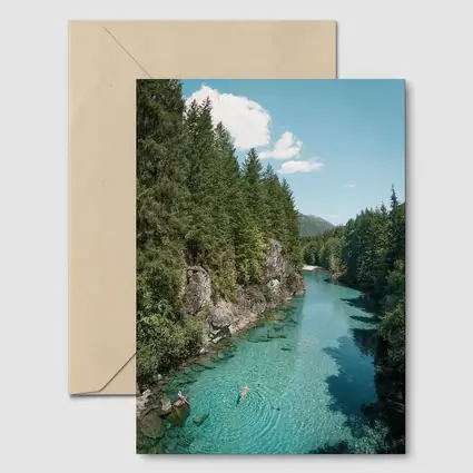 Turquoise River Swimming Forest Mountains Summer