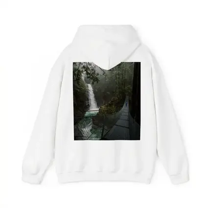 Suspension Bridge Waterfall Misty Forest Scene