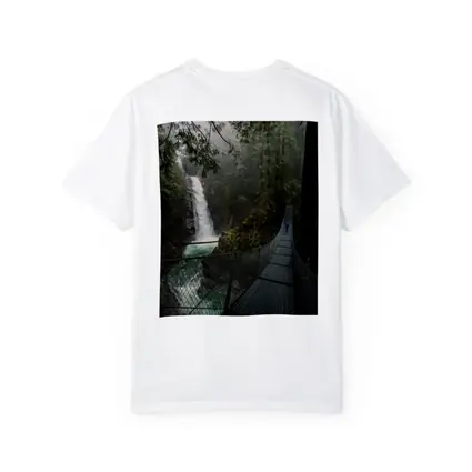 Suspension Bridge Waterfall Misty Forest Scene