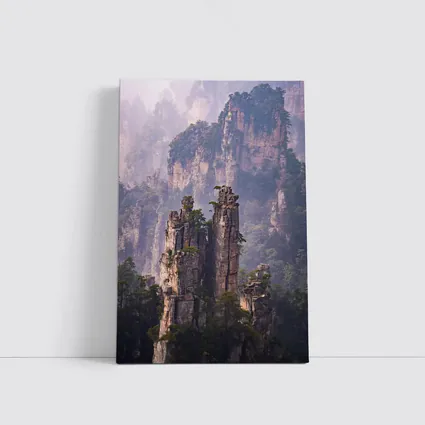 Zhangjiajie Stone Pillars Misty Mountain Forest