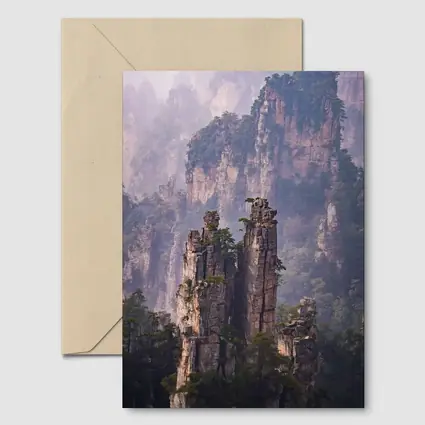 Zhangjiajie Stone Pillars Misty Mountain Forest