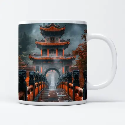 Chinese Temple Gate Misty Mountain Forest