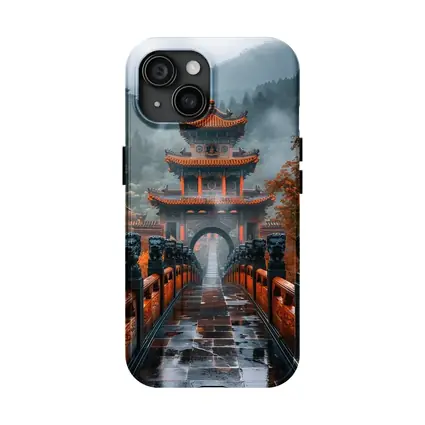 Chinese Temple Gate Misty Mountain Forest