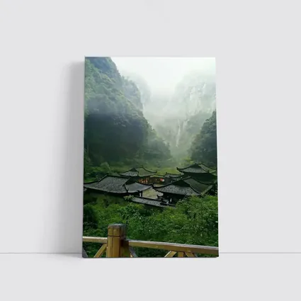 Chinese Temple Complex Misty Mountain Valley