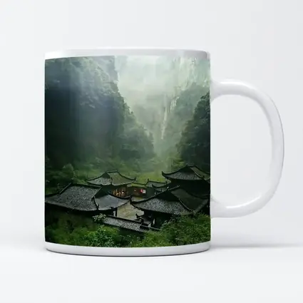 Chinese Temple Complex Misty Mountain Valley