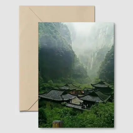 Chinese Temple Complex Misty Mountain Valley