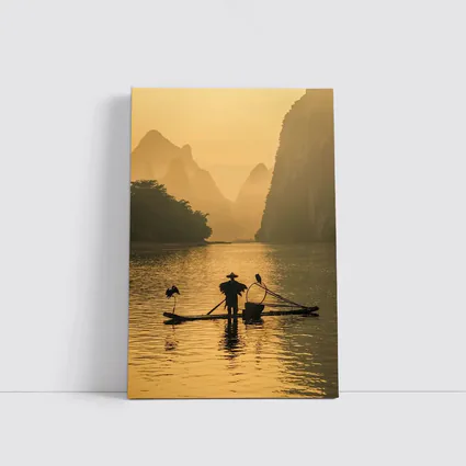 Fisherman on Bamboo Raft Li River