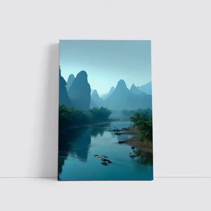 Li River Karst Mountains Misty Blue Landscape
