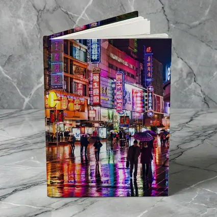 Neon City Street Rainy Night China