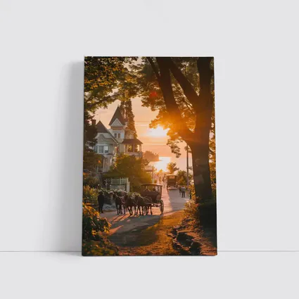 Horse Carriage Sunset Victorian Street Scene