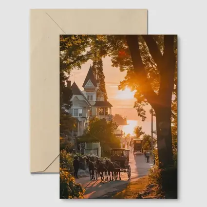 Horse Carriage Sunset Victorian Street Scene