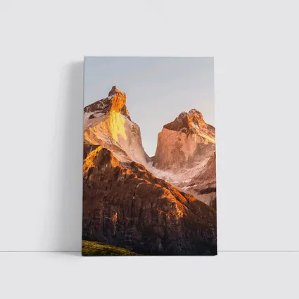 Torres Del Paine Peaks Golden Sunrise Light