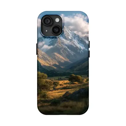 Snow Capped Mountain Valley Green Meadow