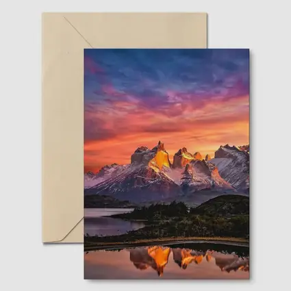 Torres del Paine Sunset Mountain Lake Reflection